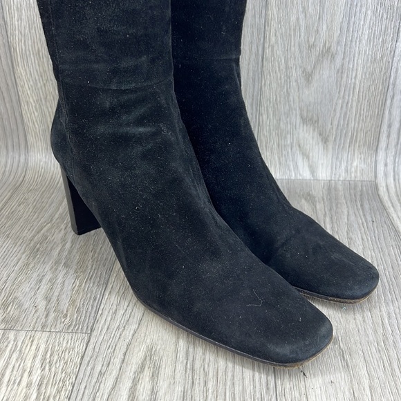 Anne Klein black suede high boots - Picture 2 of 16